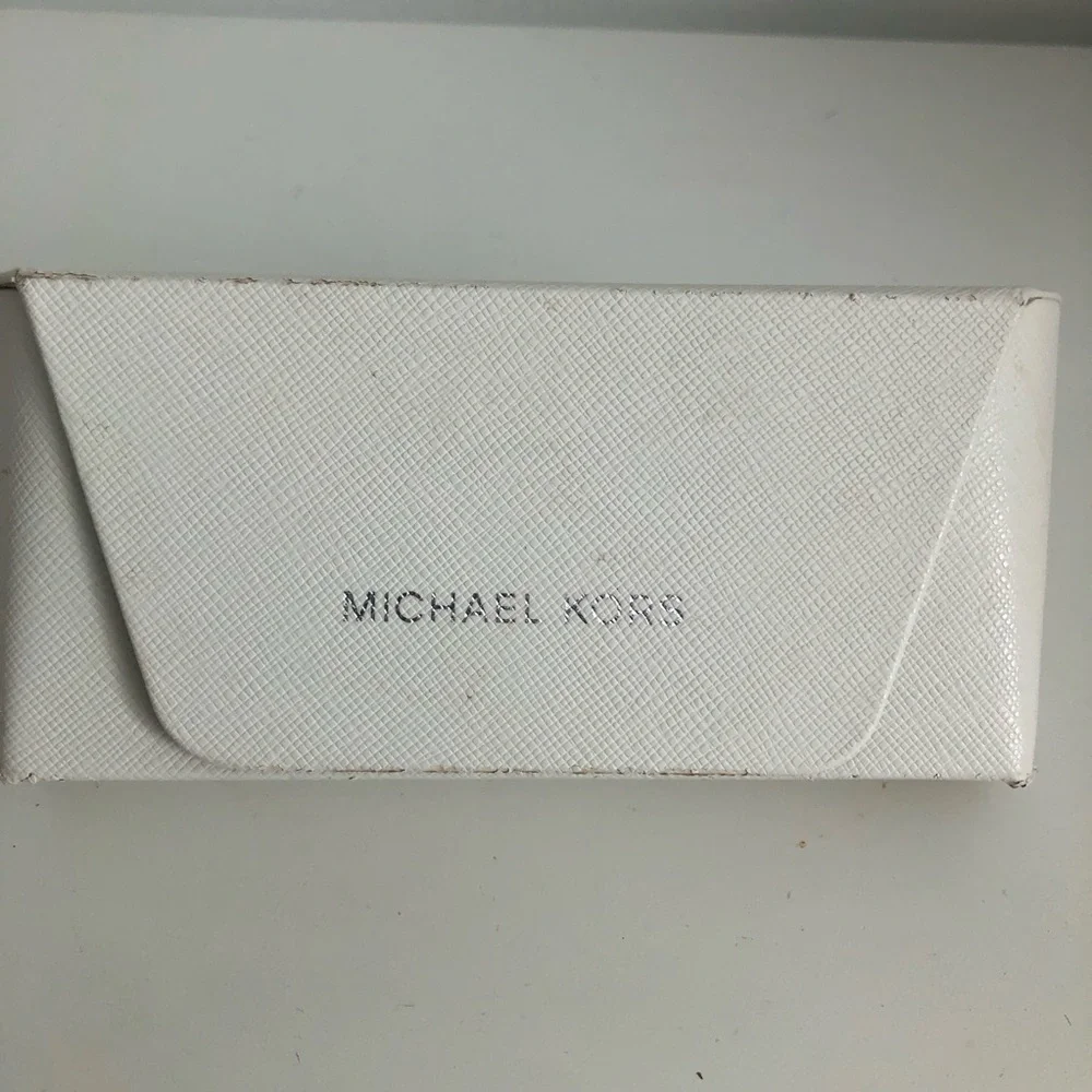 Michael Kors White Textured Sunglass/Eyeglass Case